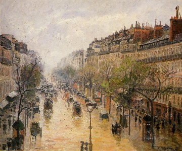 風景 Painting - モンマルトル大通り 春の雨 カミーユ ピサロ パリ